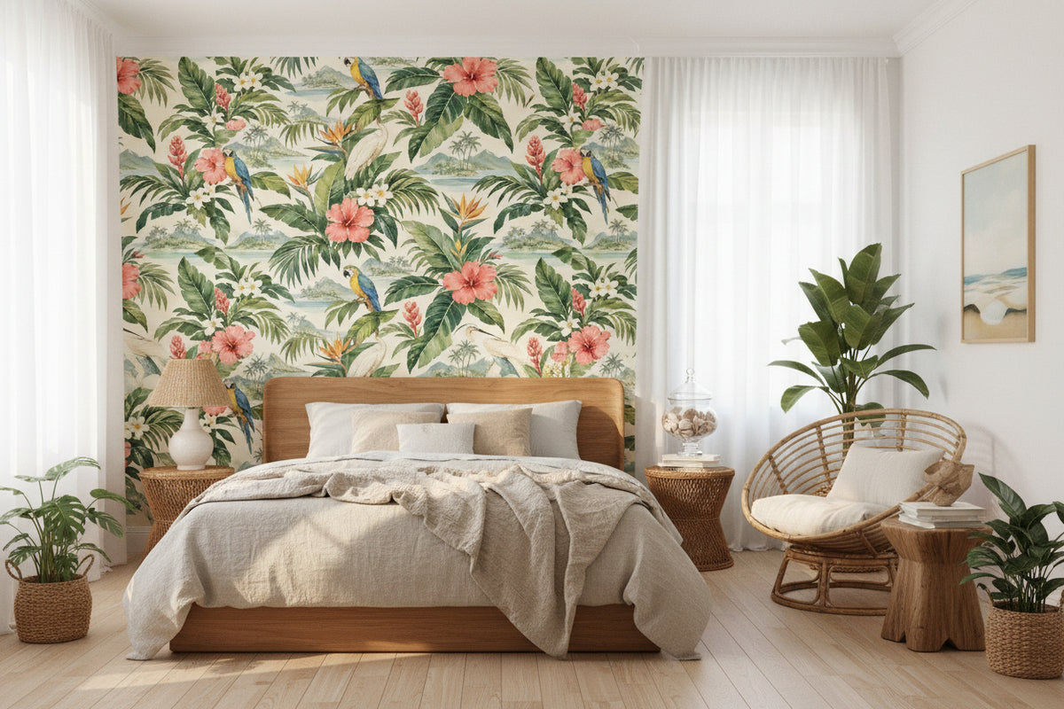 Island Vibes Tropical Peel-and-Stick Wallpaper | Custom Coastal Pattern