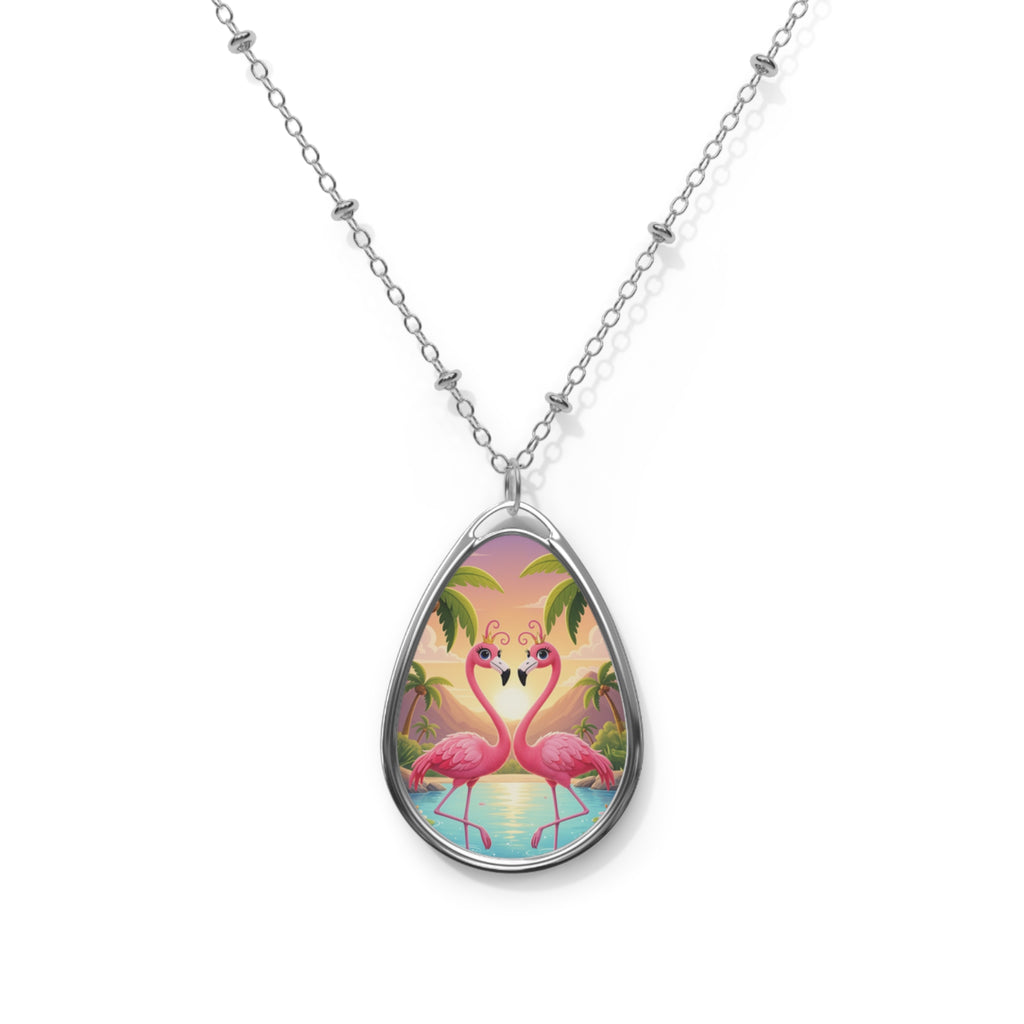 Flamingo Sunset Oval Necklace