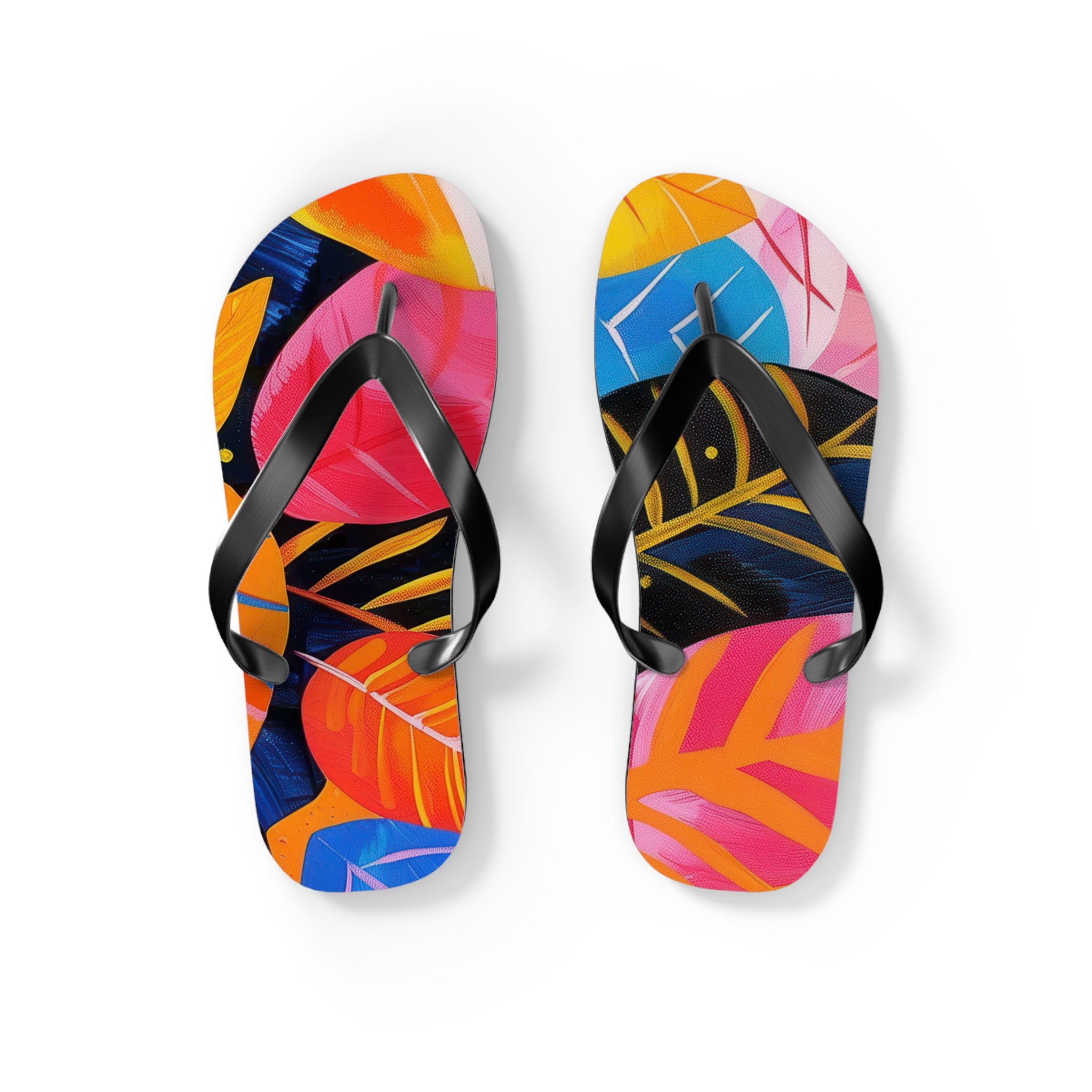 Tropical Leaf Flip Flops — Colorful Beach Sandals