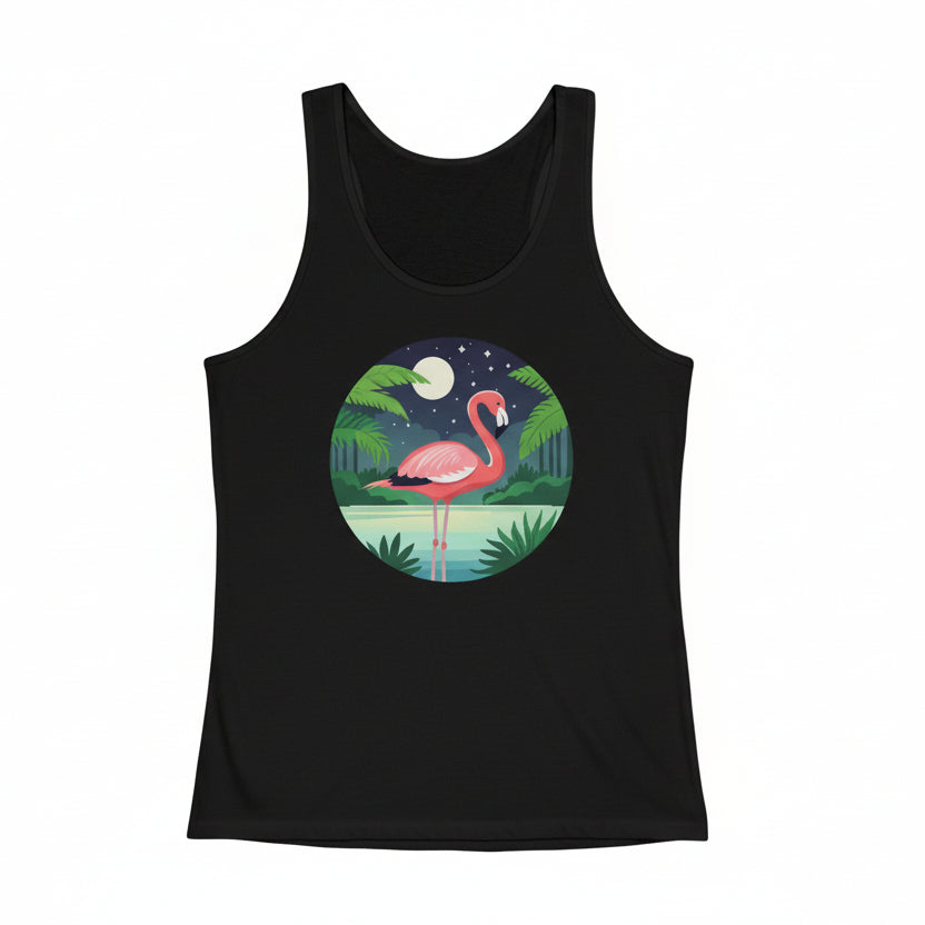 Flamingo Night Tropical Tank Top — Summer Beach Vacation Shirt