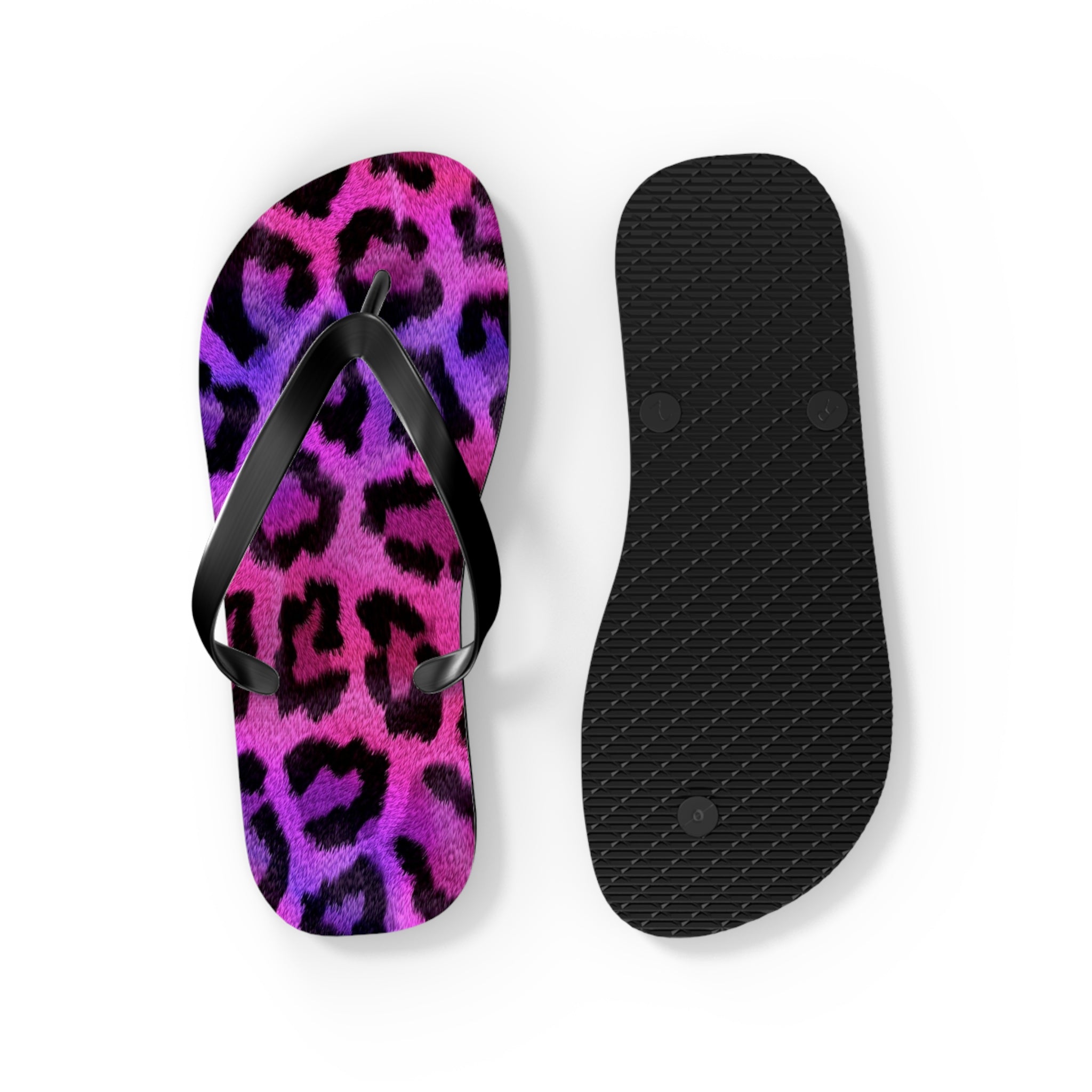 Neon Leopard Flip Flops - Pink & Purple Animal Print Summer Sandals