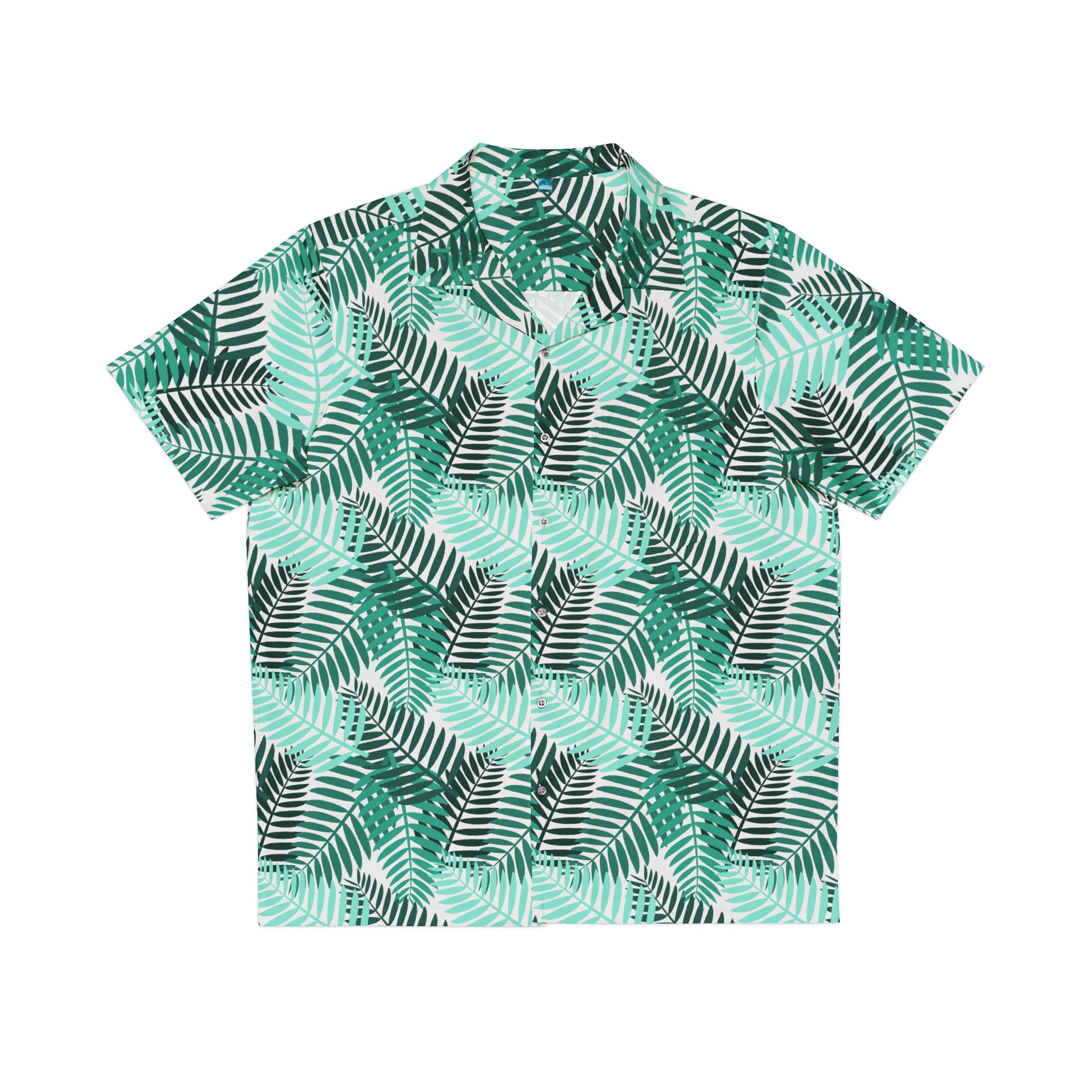 Azure Tropical Palm Leaf Hawaiian Shirt