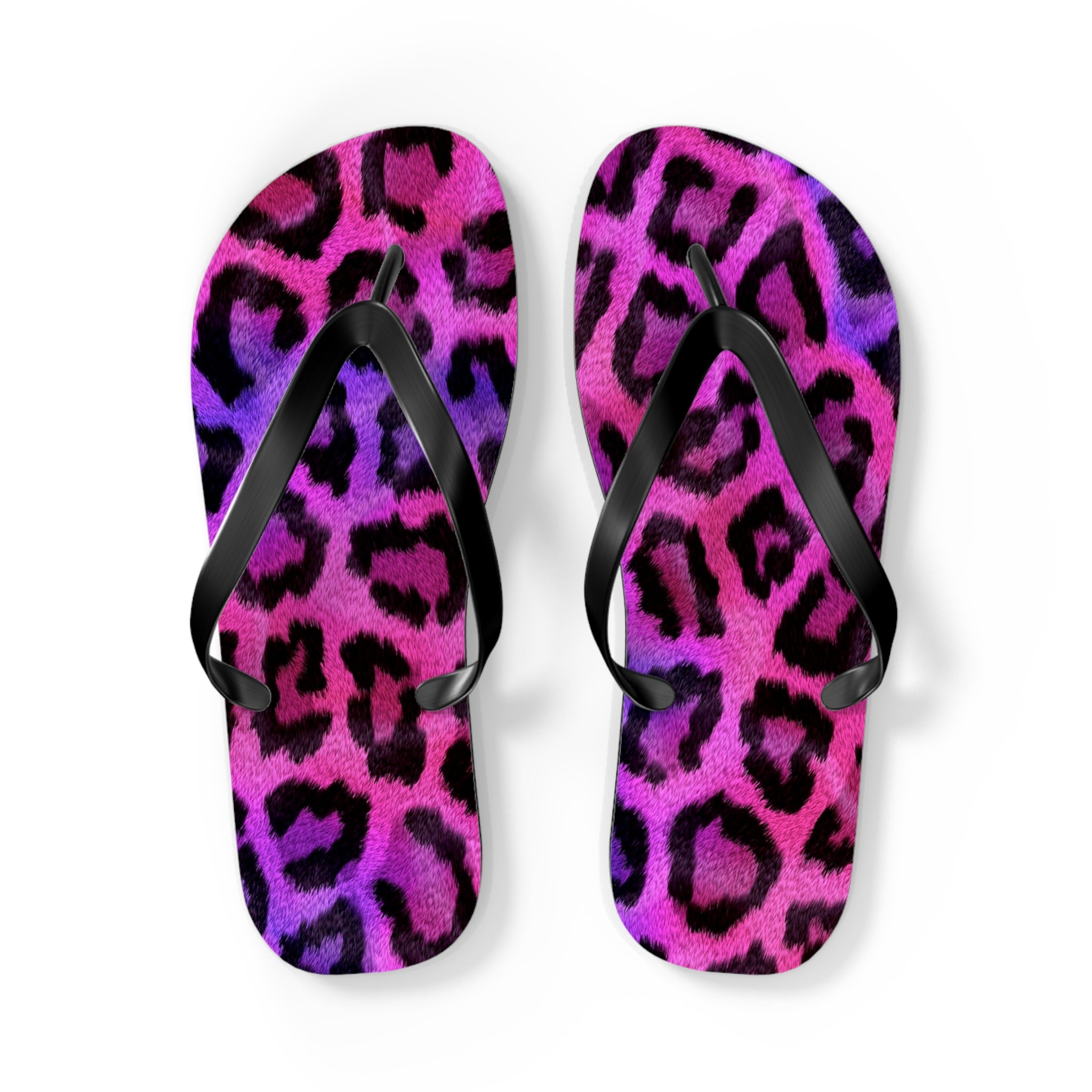 Neon Leopard Flip Flops - Pink & Purple Animal Print Summer Sandals
