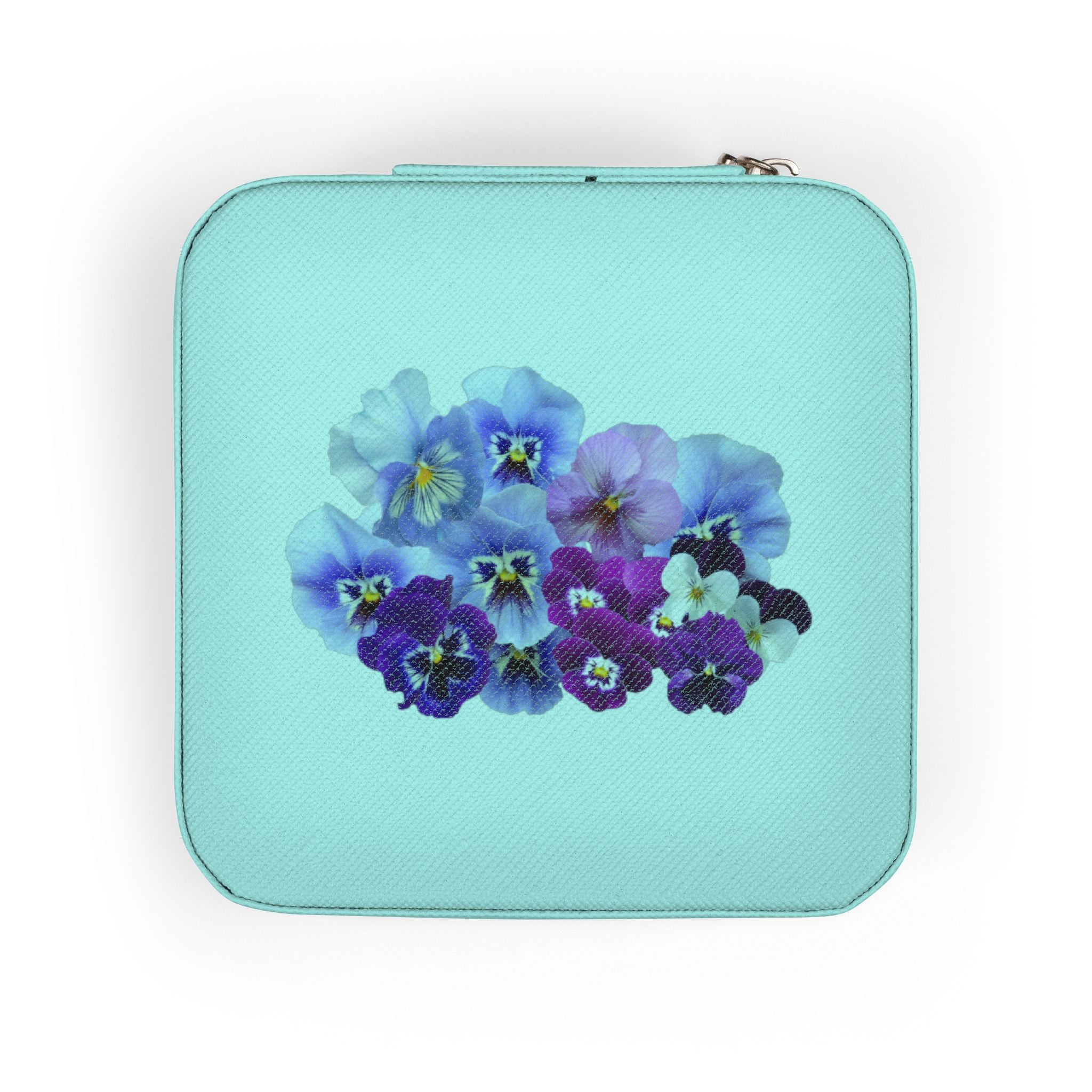 Azure Pansy Bloom Jewelry Travel Case