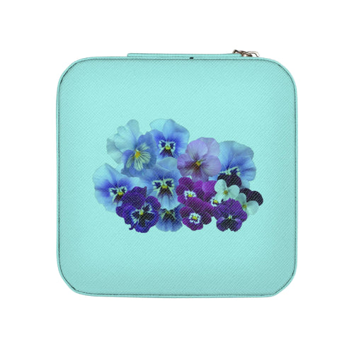 Azure Pansy Bloom Jewelry Travel Case