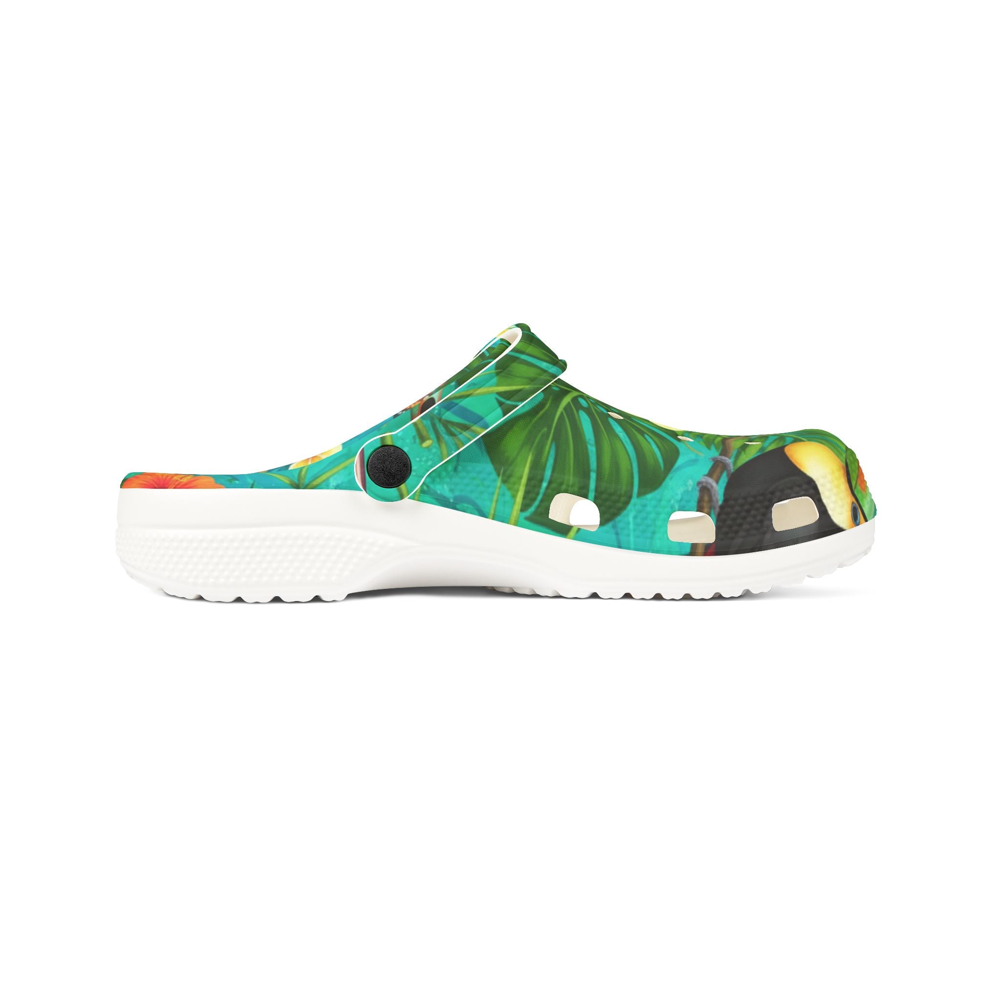 Women's Tropical Floral Clogs — Lightweight EVA Foam Garden Shoes with Hibiscus & Monstera Print | Resort & Pool Footwear