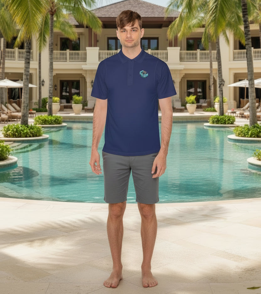 Azure Wave Polo Shirt | Surfing Wave  Men’s Sport Polo