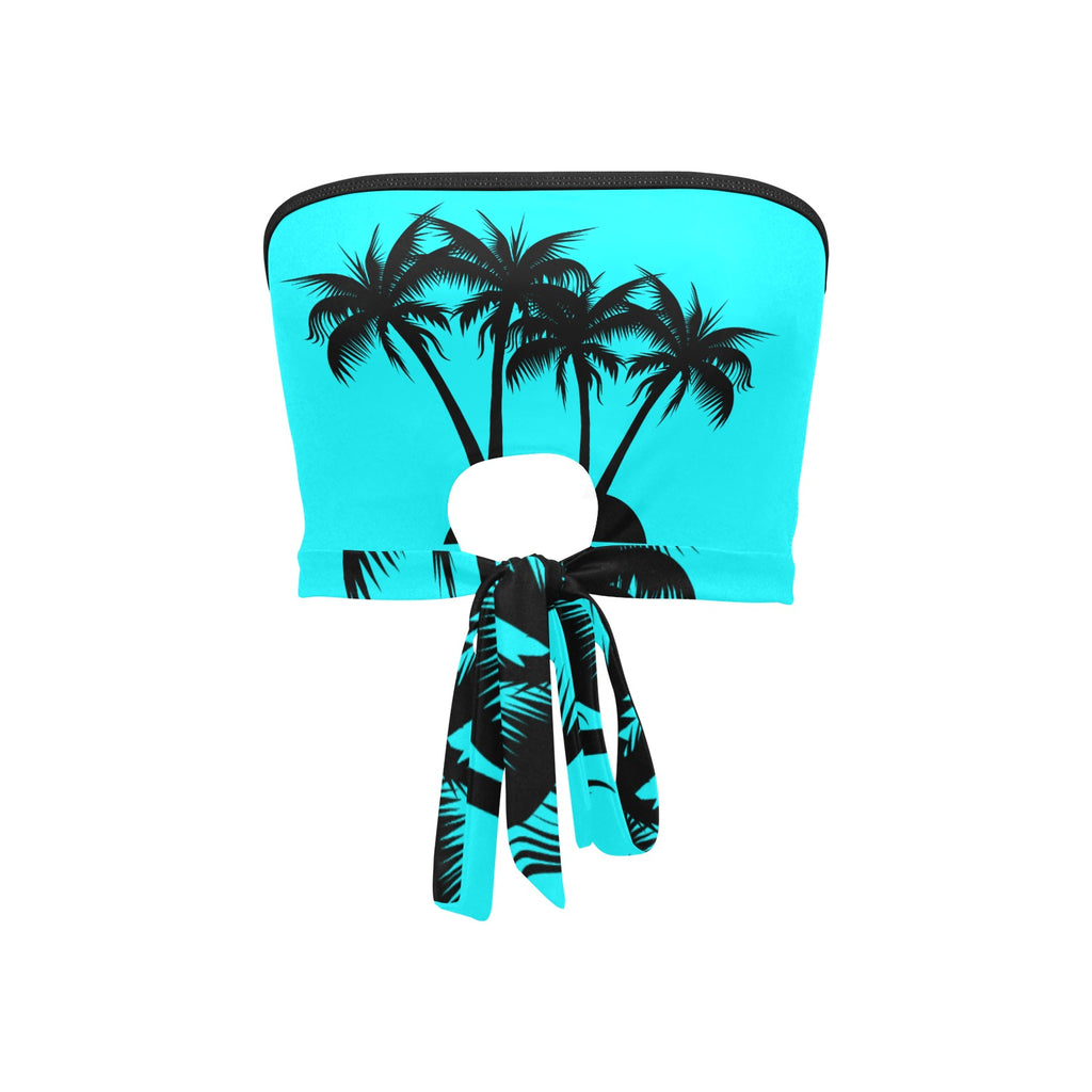 Tropical Palms Tie Bandeau Top