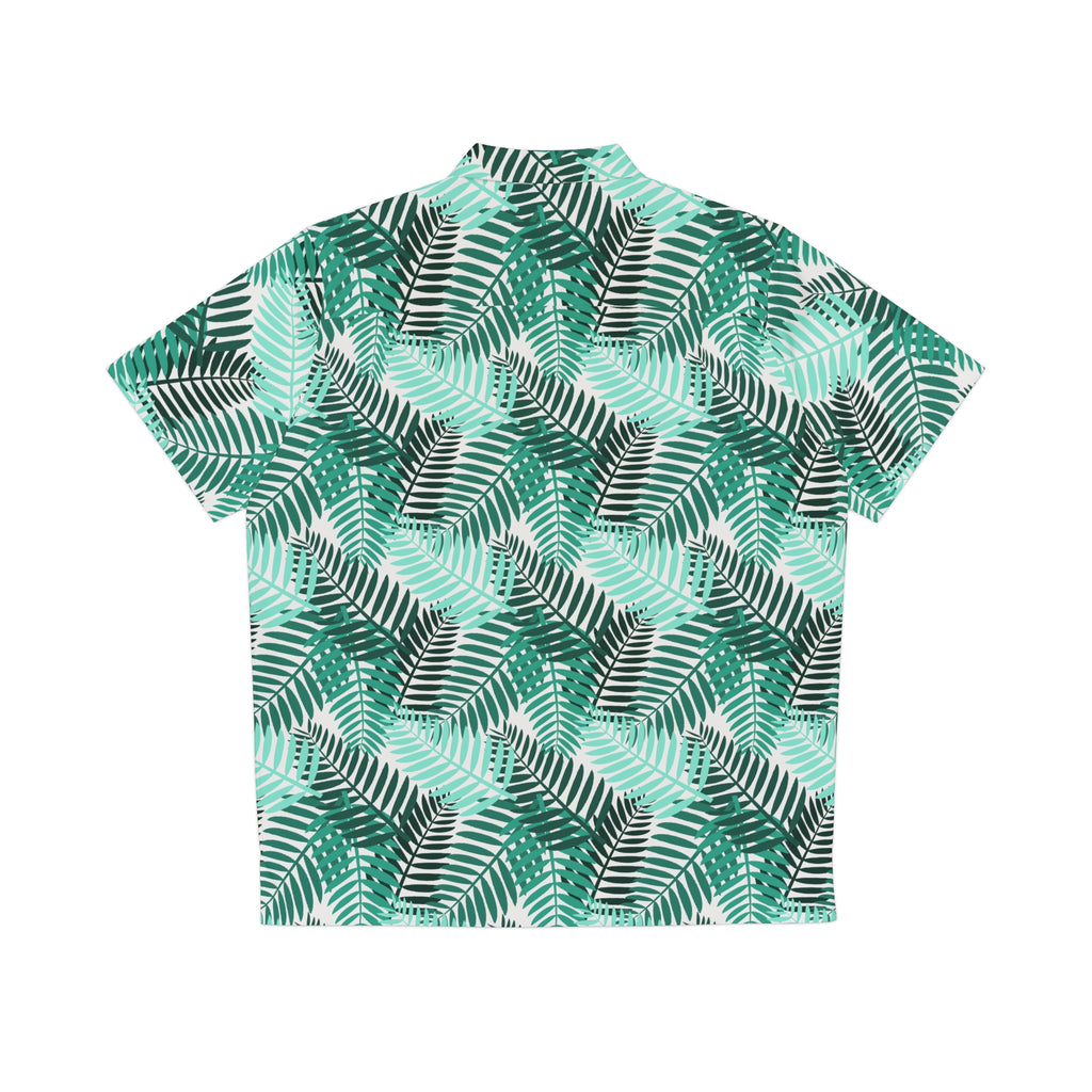 Azure Tropical Palm Leaf Hawaiian Shirt