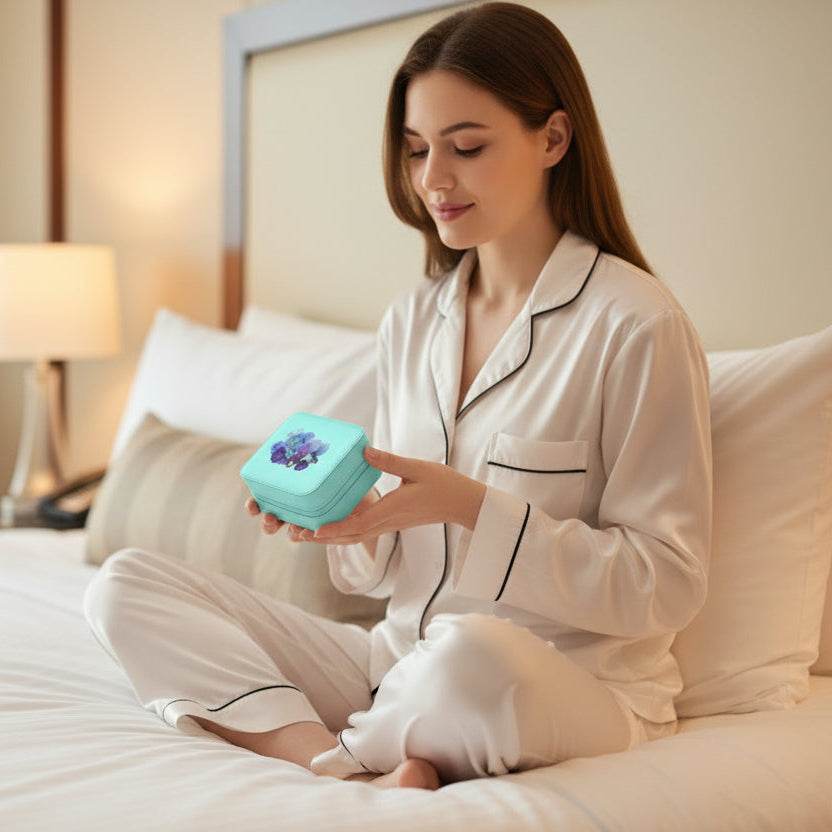 Azure Pansy Bloom Jewelry Travel Case