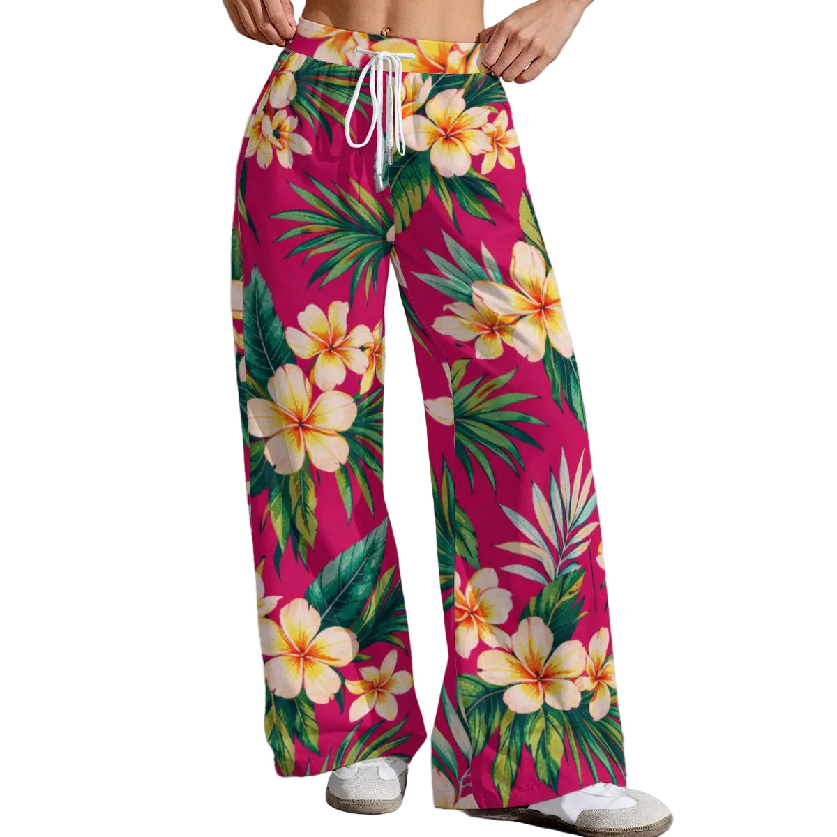 Tropical Plumeria and Palms High-Stretch Casual Pants