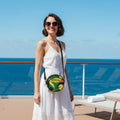 Vibrant Toucan Round Satchel Crossbody Bag – Tropical Jungle Print Purse