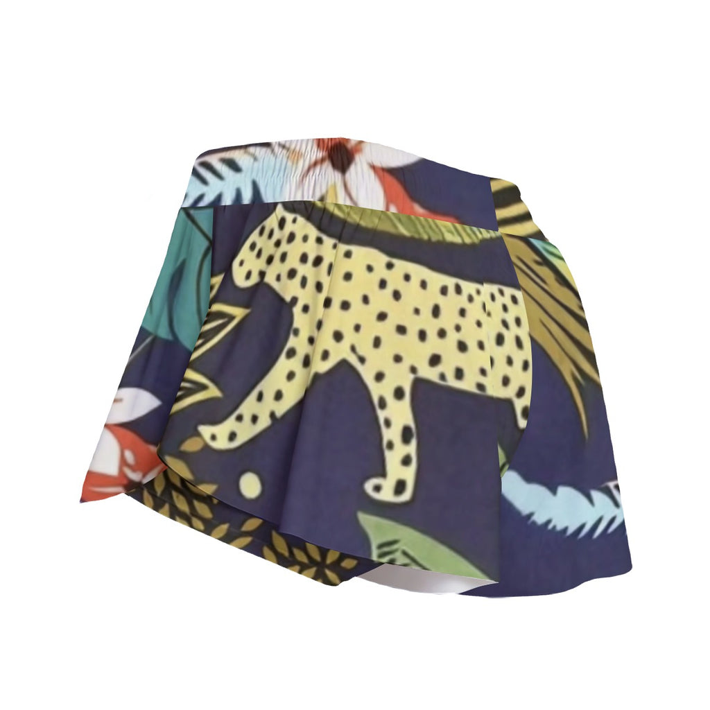 Women's Tropical Print Sport Skorts with Pocket