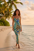Wild Bloom Sheer Mesh Backless Maxi Dress