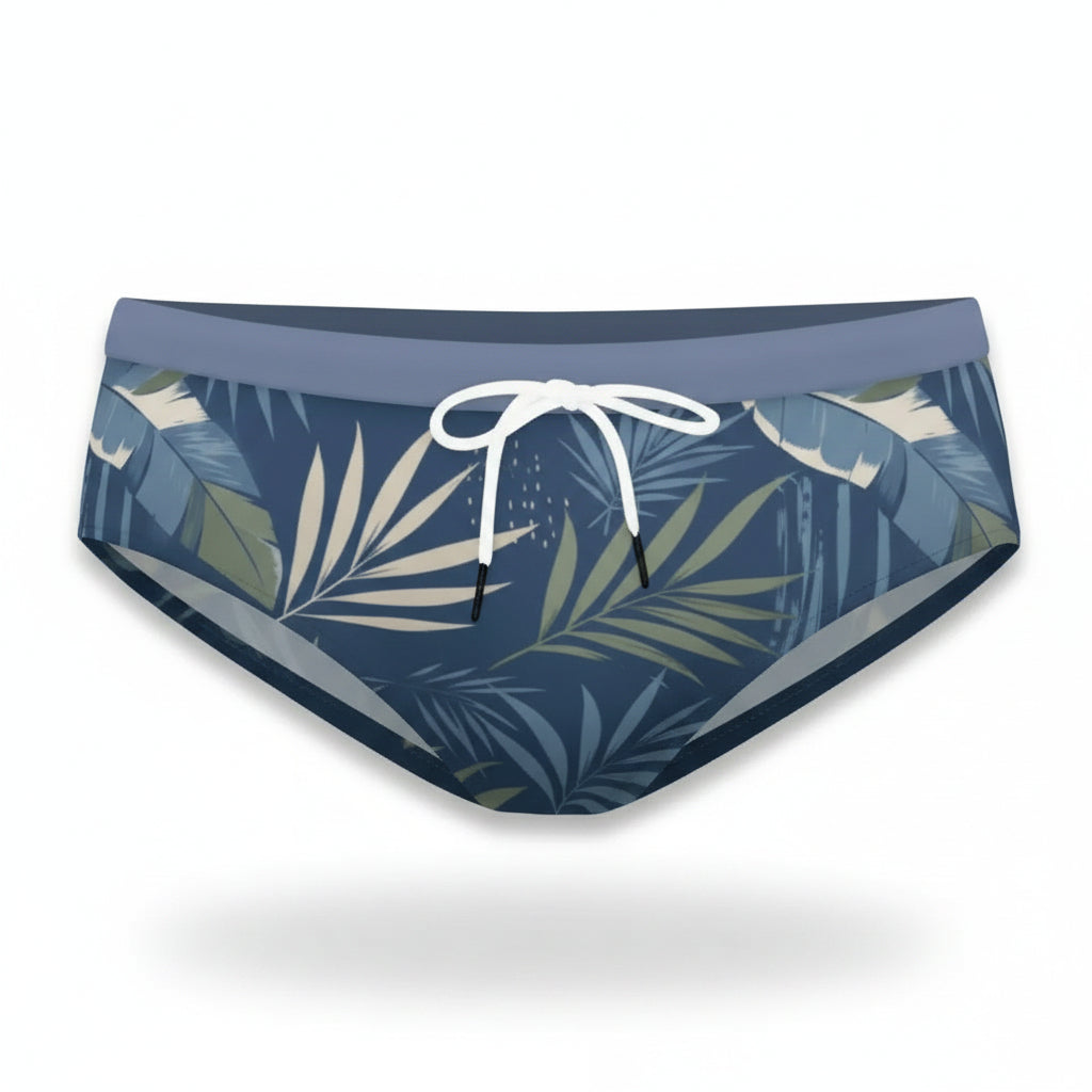 Men's Tropical Print Drawstring Swim Briefs