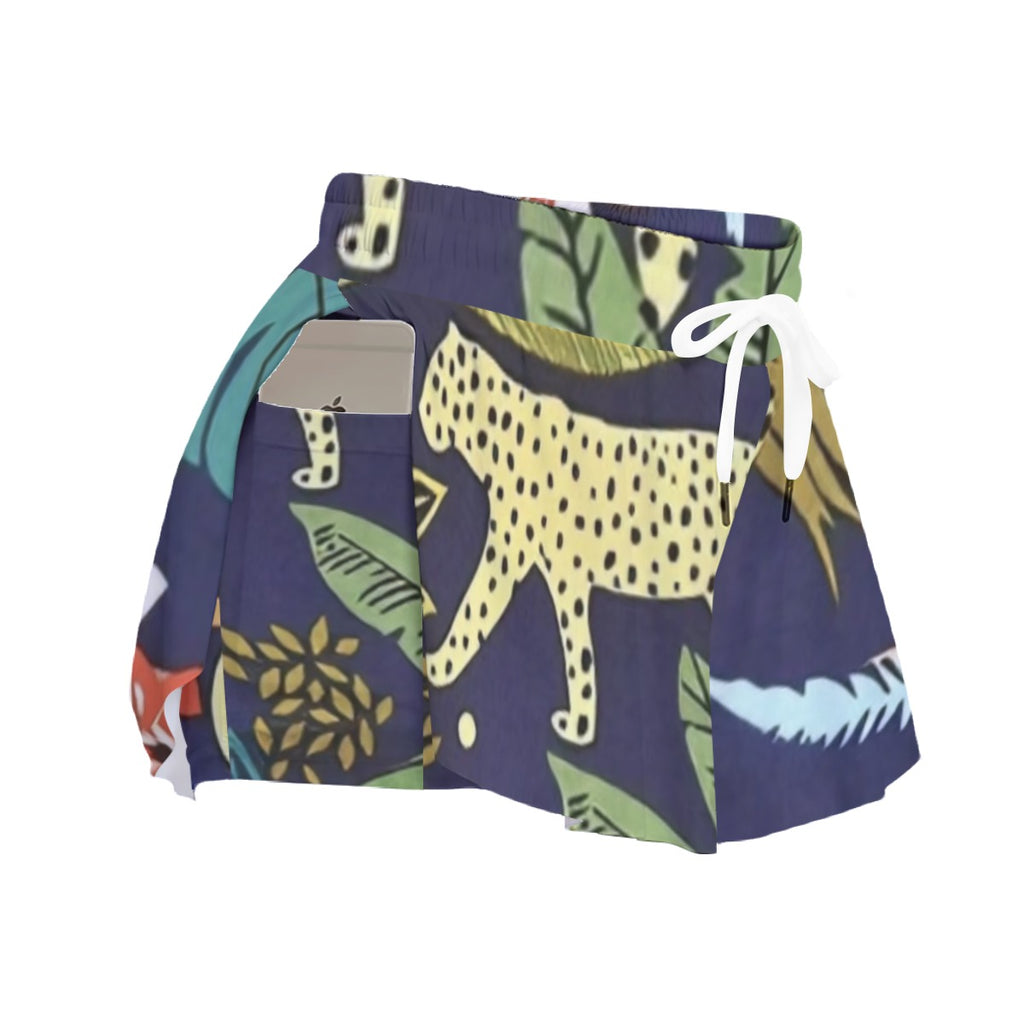 Women's Tropical Print Sport Skorts with Pocket