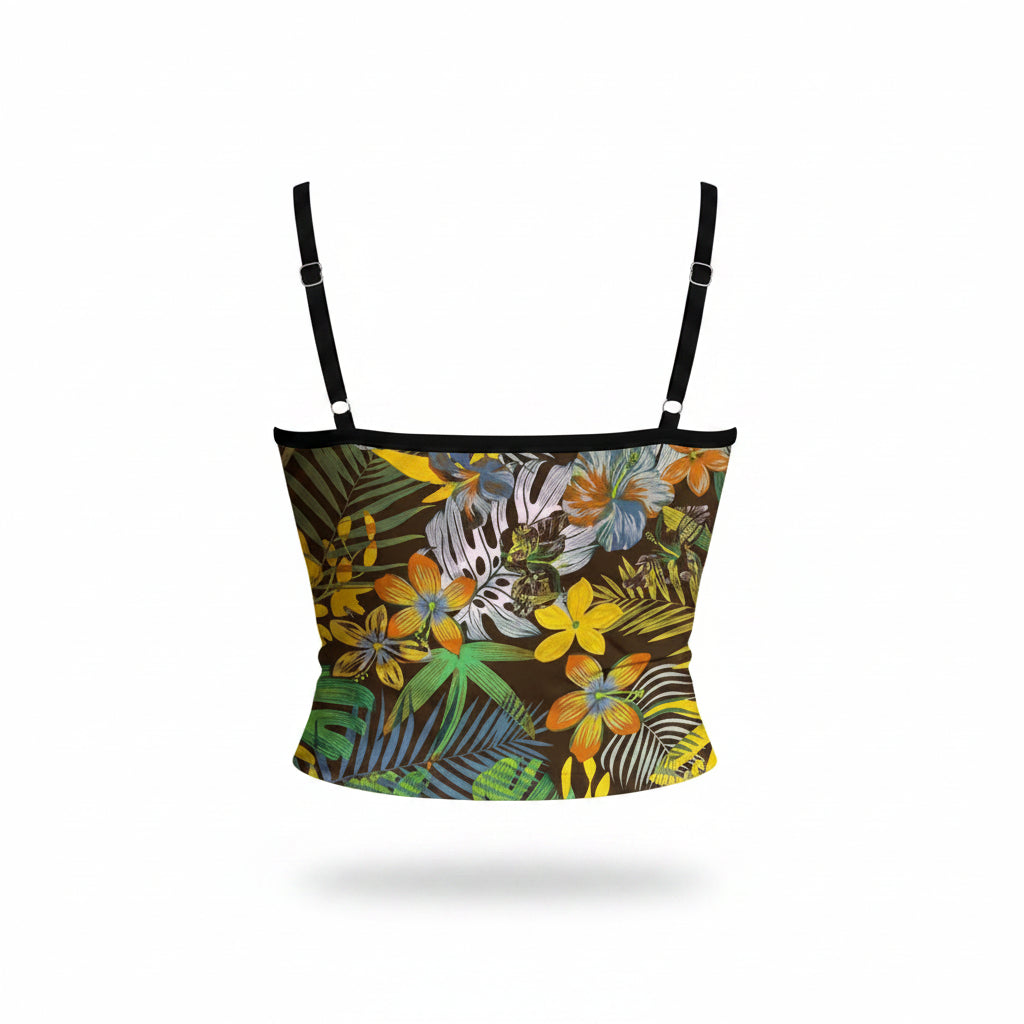 Tropical Bloom Print Spaghetti Strap Tank Top