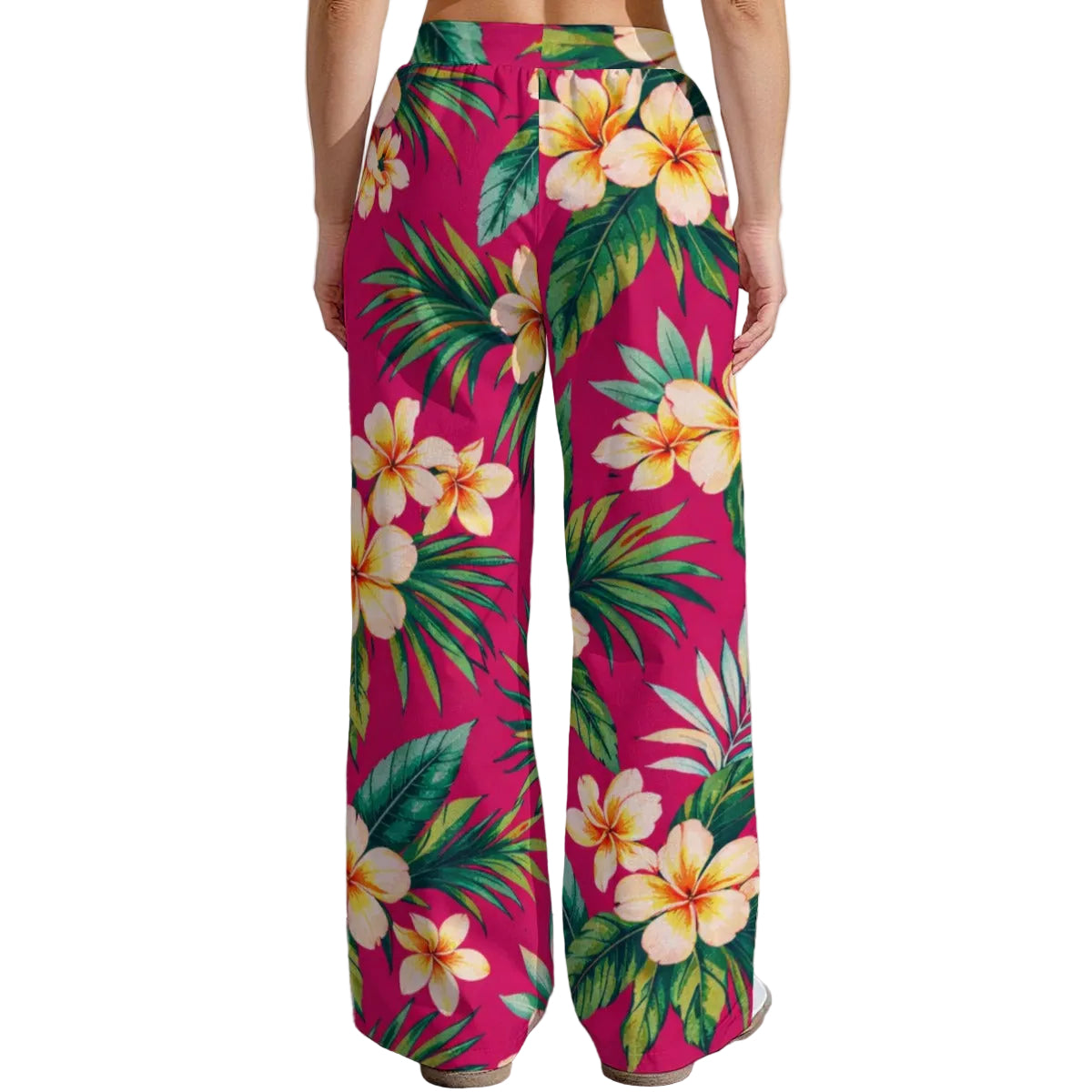 Tropical Plumeria and Palms High-Stretch Casual Pants