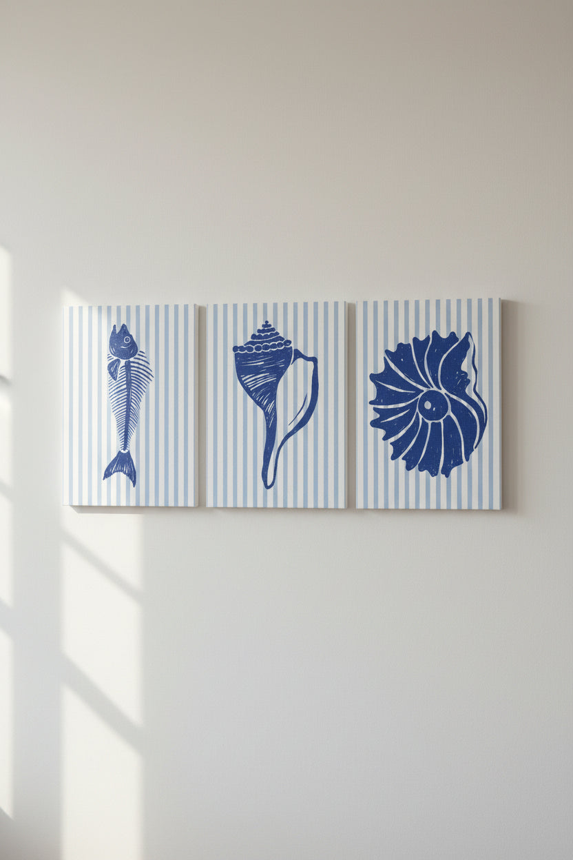 Framed Three-Panel Mural Wall Art Set (19.6" × 27.5" Each)