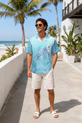 Men's Sea Turtle Hawaiian Shirt | Watercolor Ocean Print Button-Down | XS–8XL