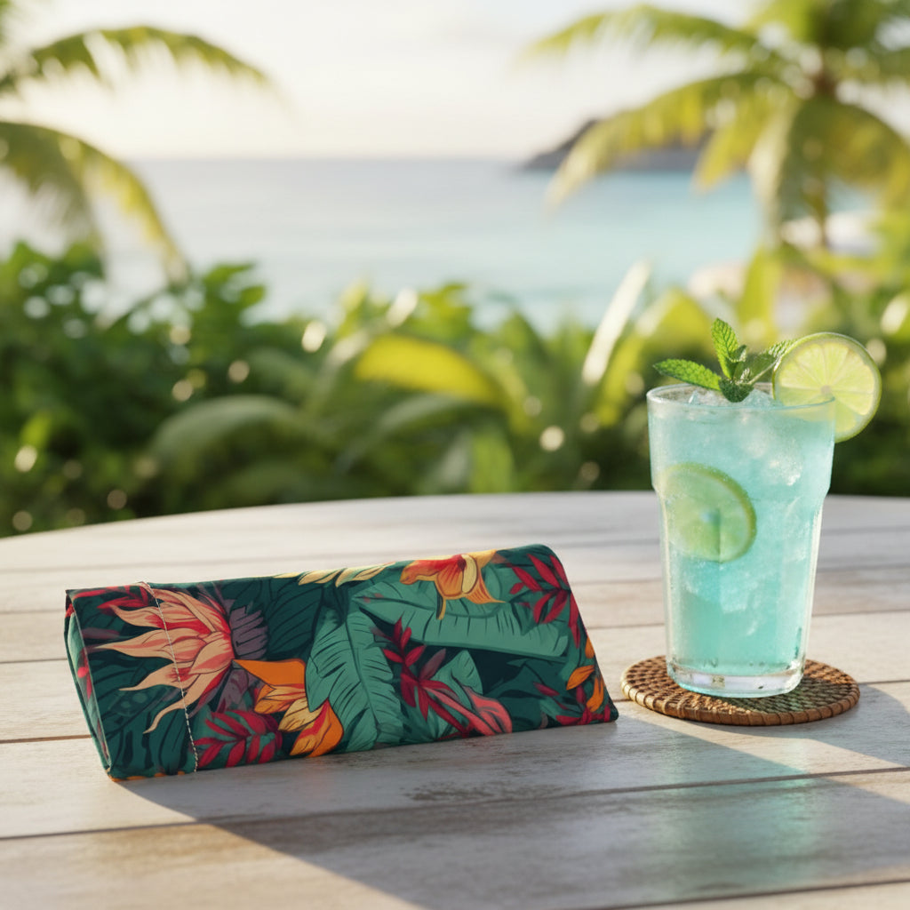 Tropical Jungle Leaf Glasses Case Pouch