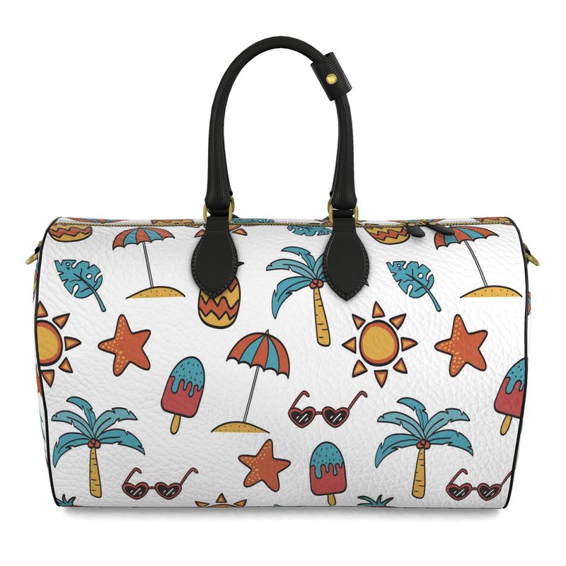 Azure Tropical Palm & Pineapple Duffle Bag