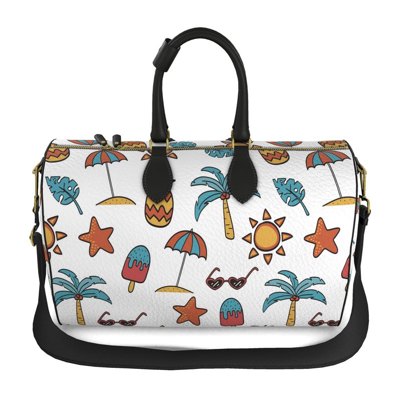 Azure Tropical Palm & Pineapple Duffle Bag