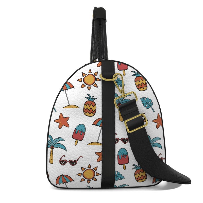 Azure Tropical Palm & Pineapple Duffle Bag