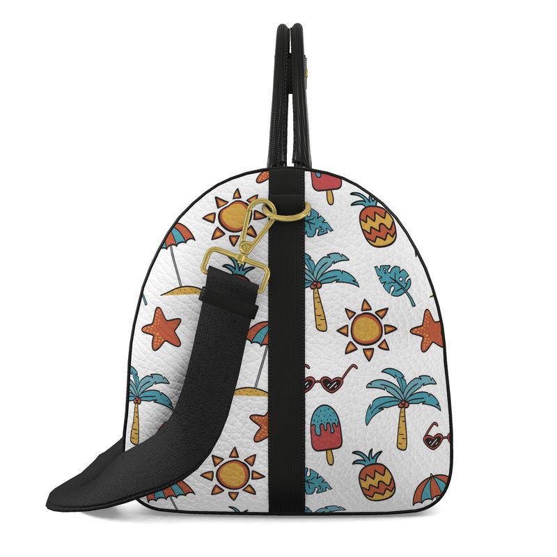 Azure Tropical Palm & Pineapple Duffle Bag