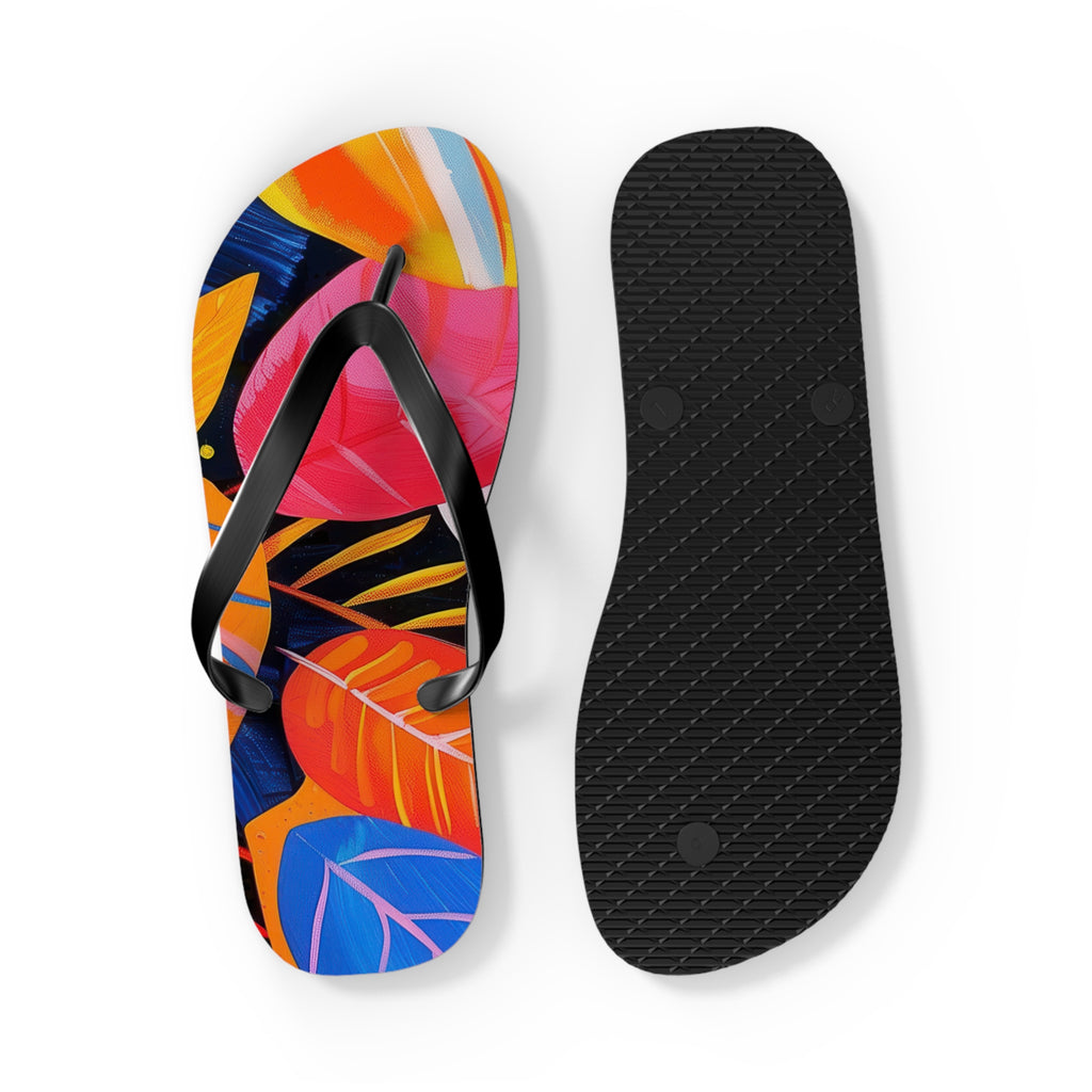 Tropical Leaf Flip Flops — Colorful Beach Sandals