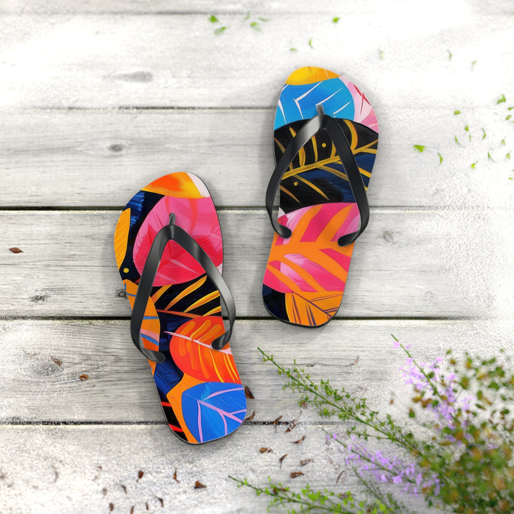 Tropical Leaf Flip Flops — Colorful Beach Sandals