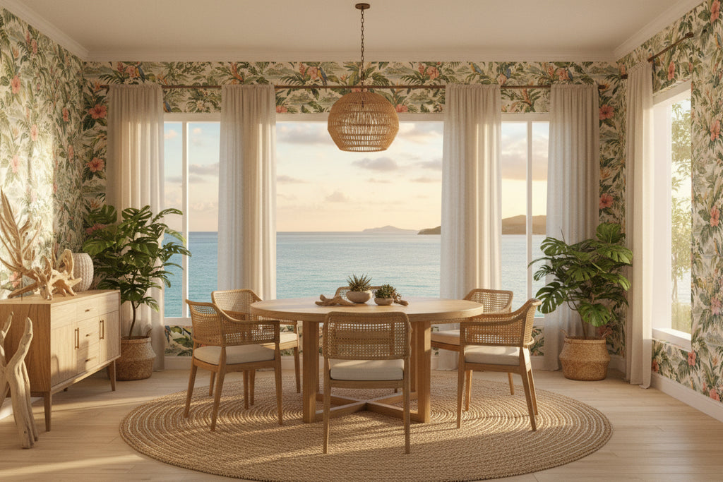 Island Vibes Tropical Peel-and-Stick Wallpaper | Custom Coastal Pattern