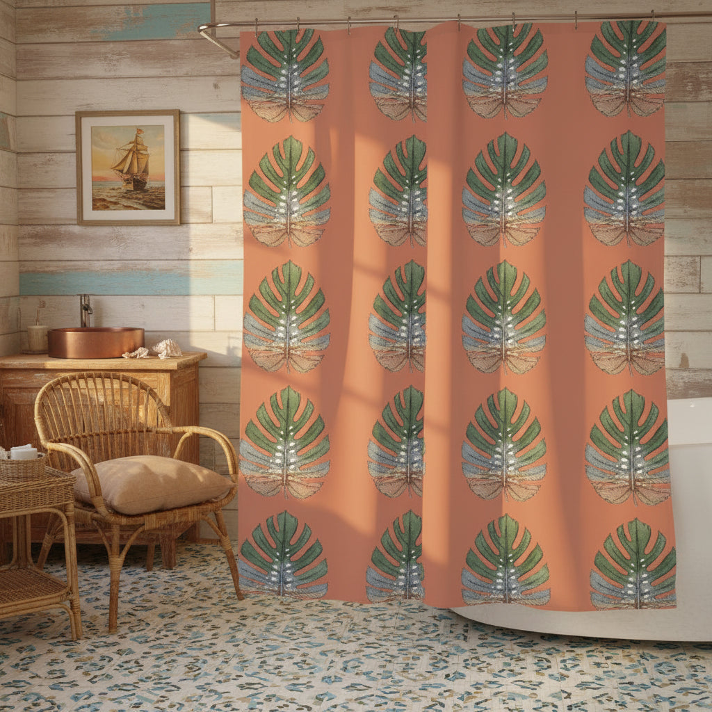 Terracotta Palm Shower Curtain