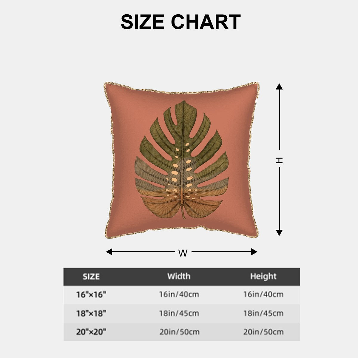 Tropical Heritage Monstera Velvet Pillow Cover — Golden Trim