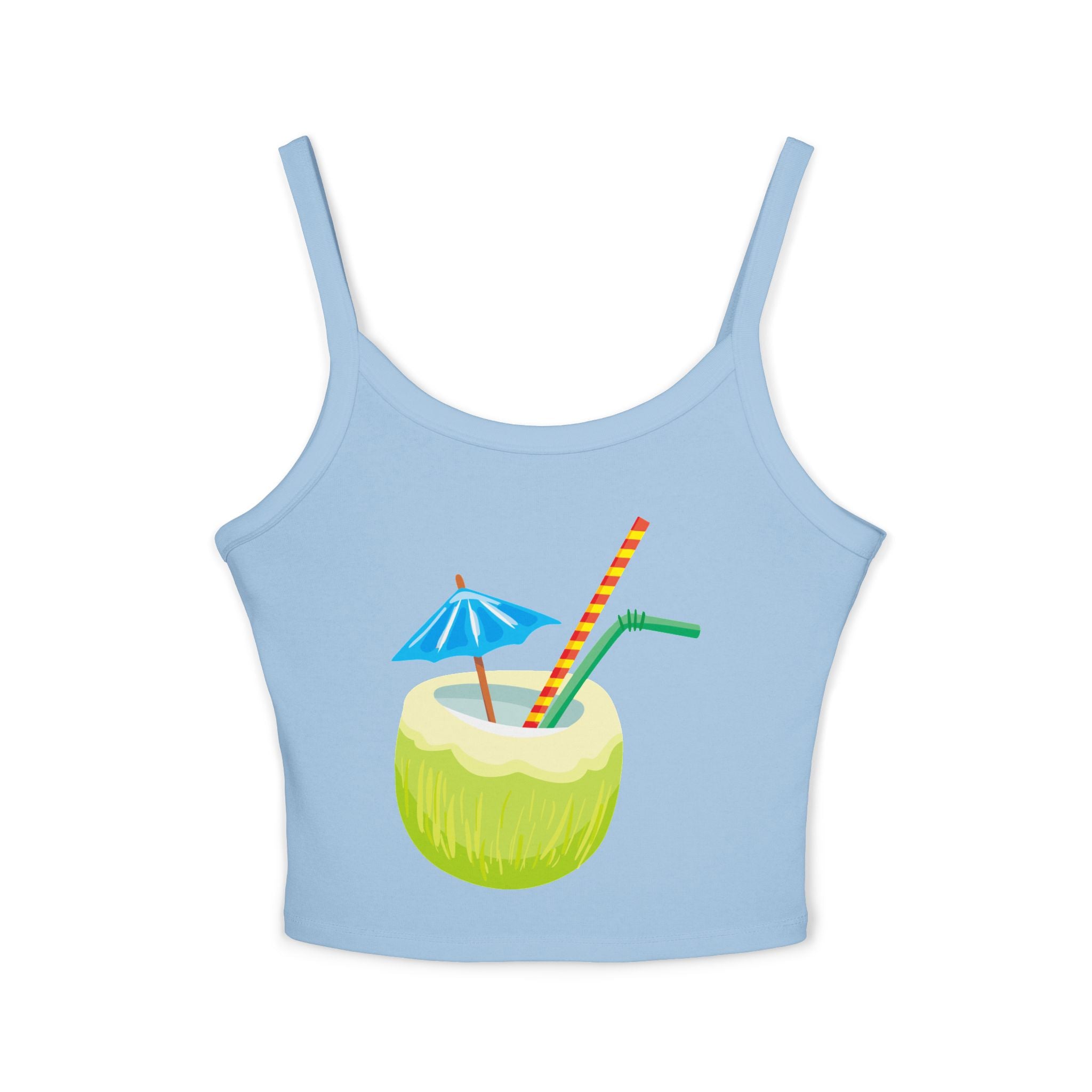 Coconut Cocktail Tank | Tropical Drink Spaghetti Strap Crop Top