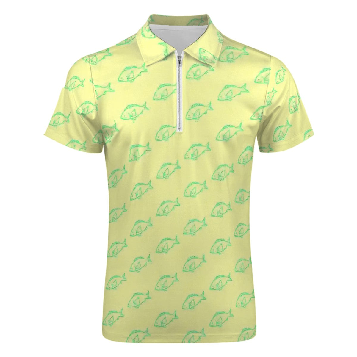 Tropical Fisherman Slim Fit Zip Polo Shirt