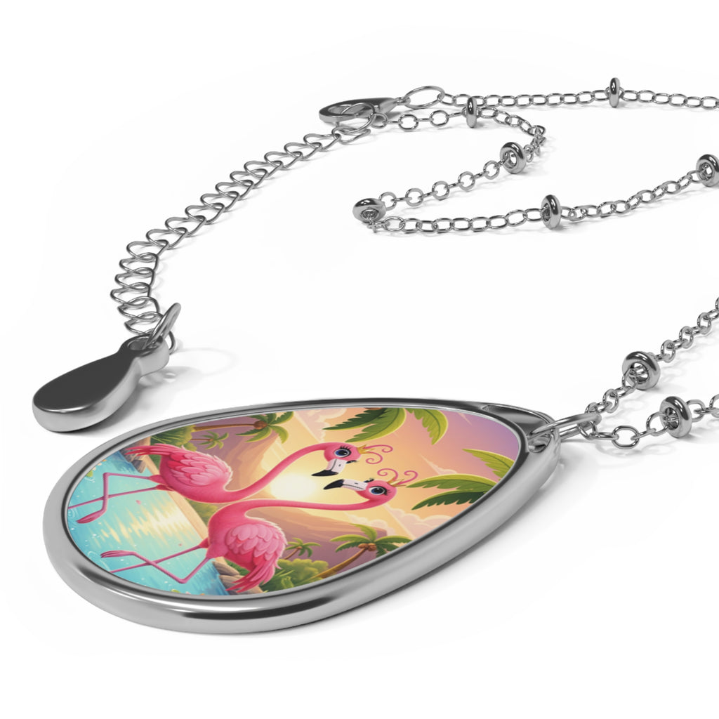 Flamingo Sunset Oval Necklace