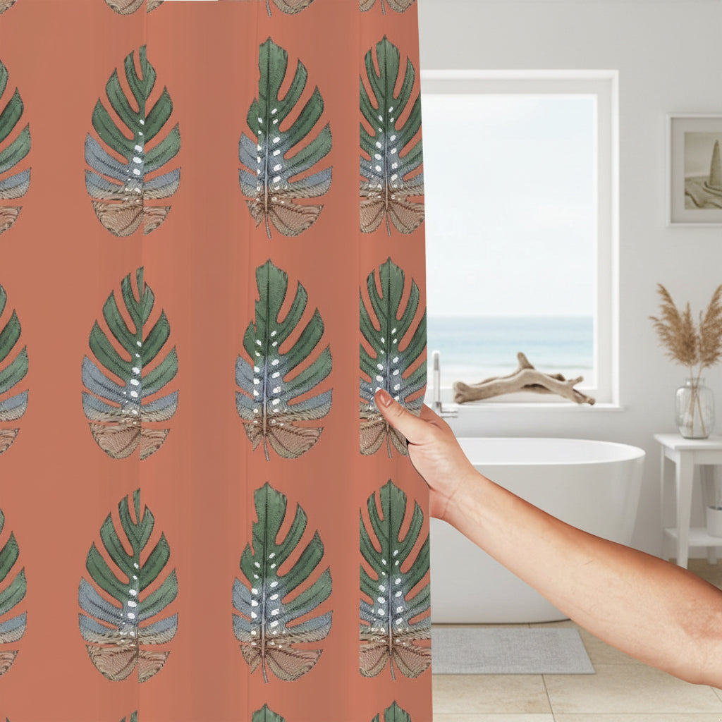 Terracotta Palm Shower Curtain