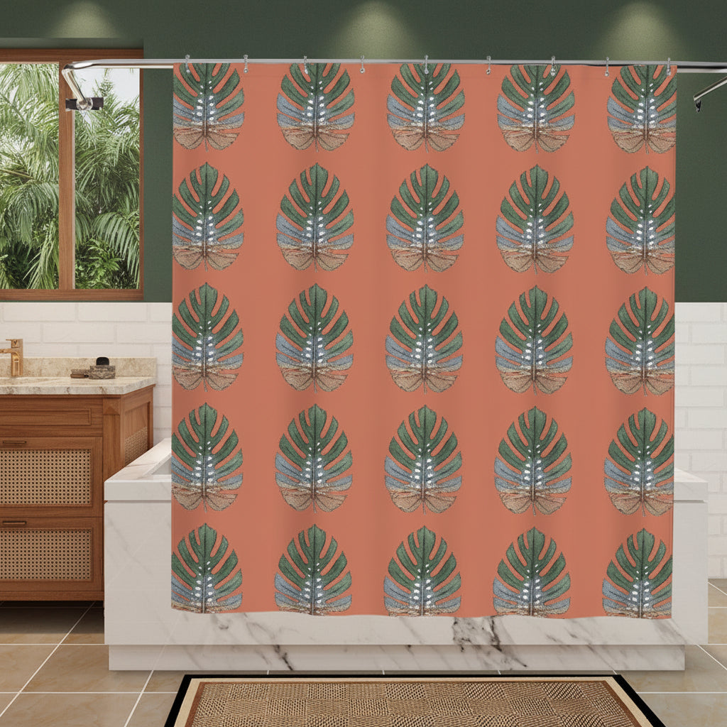 Terracotta Palm Shower Curtain