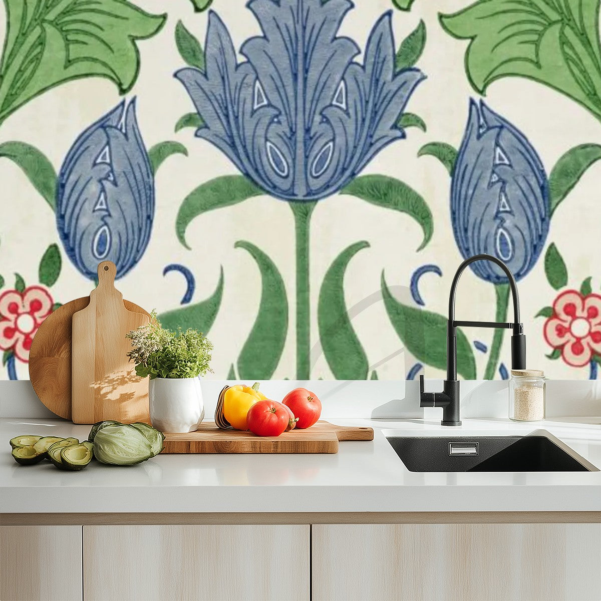 Coastal Botanical Peel-and-Stick Wallpaper | 60" x 50"