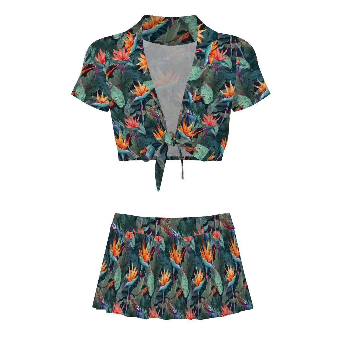 Azure Tropical Sporty Skirt Set | Breathable Activewear for Women