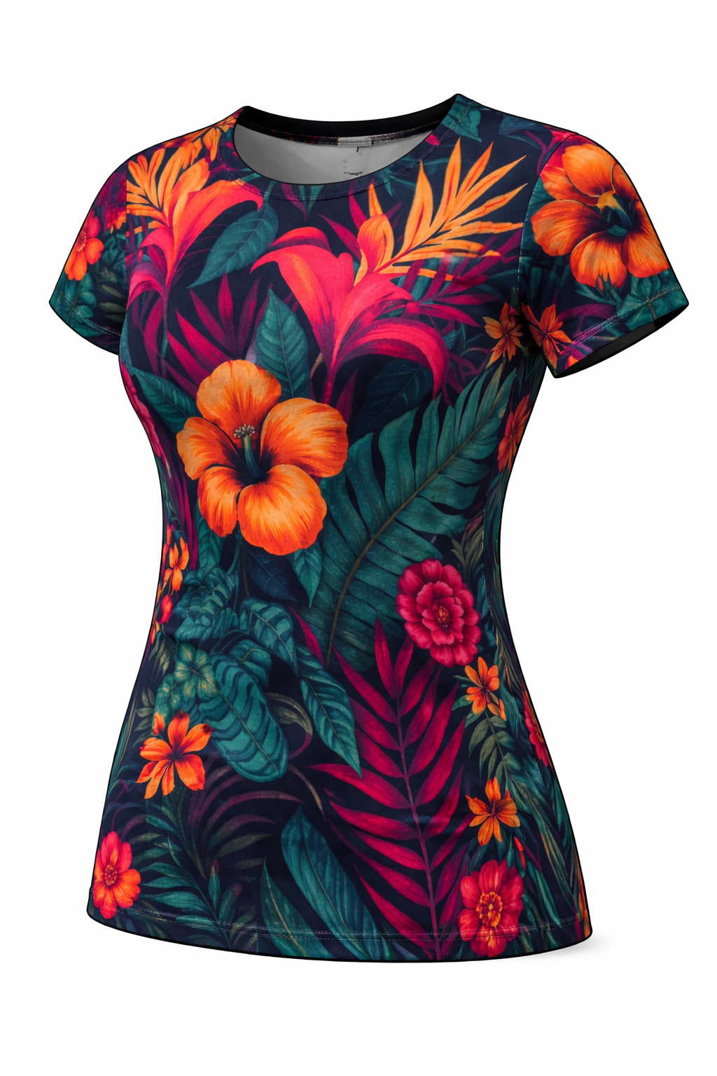 Azure Hibiscus Breeze Short Sleeve Mesh Blouse