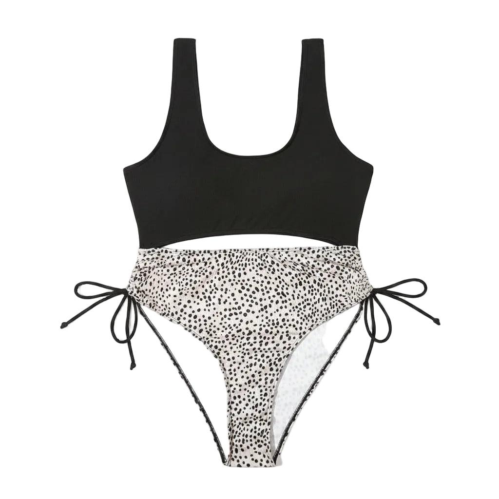 Azure Noir One-Piece Swimsuit — Plus Size Hollow-Back Bodysuit