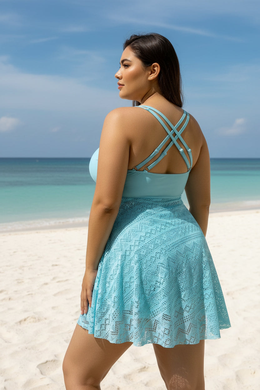 Azure Bandeau Two-Piece Swimsuit — Plus Size