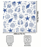 Coastal Sea Life Shower Curtain | Navy & White