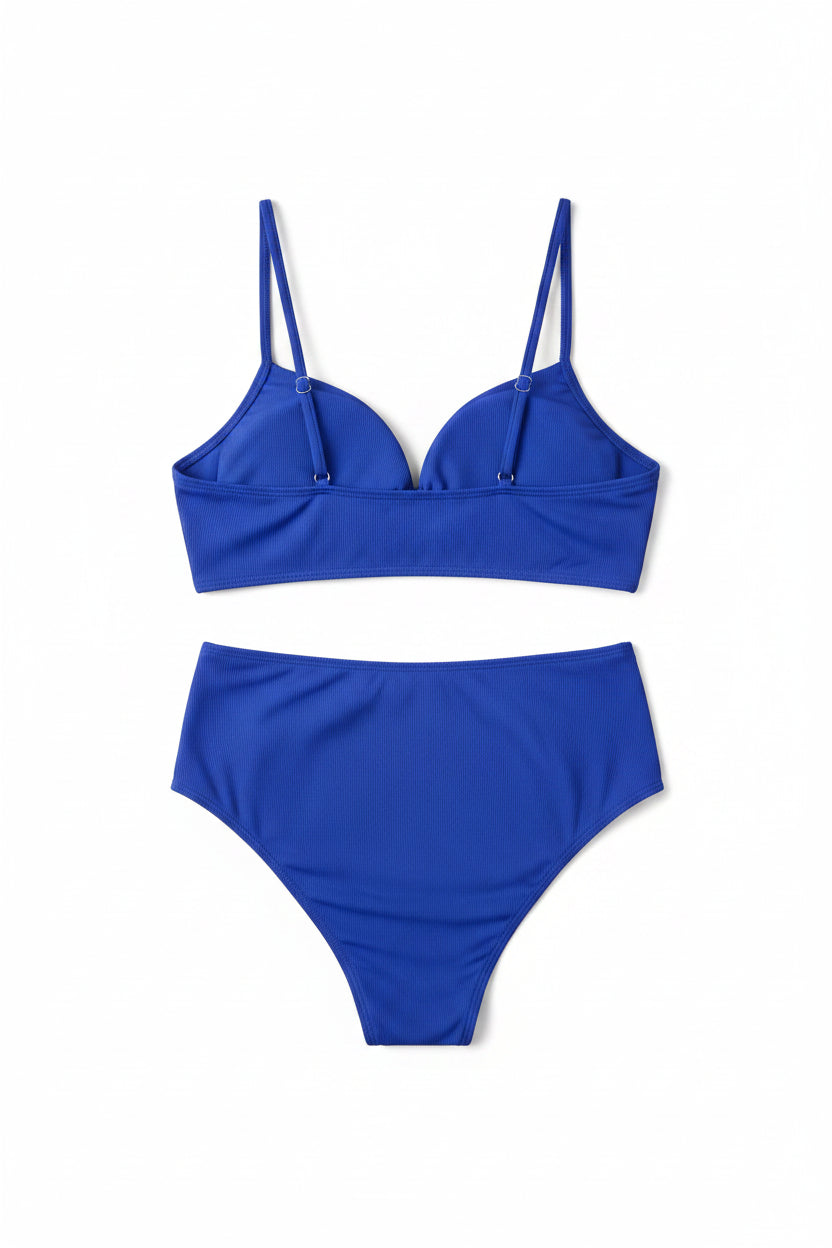 Azure Tropical Plus-Size Two-Piece Swimsuit | High-Waist Bikini Set