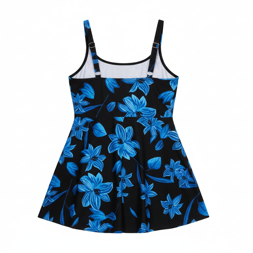 Azure Tropical Printed Tankini Set — Plus Size Two-Piece Swimsuit (0XL–4XL)