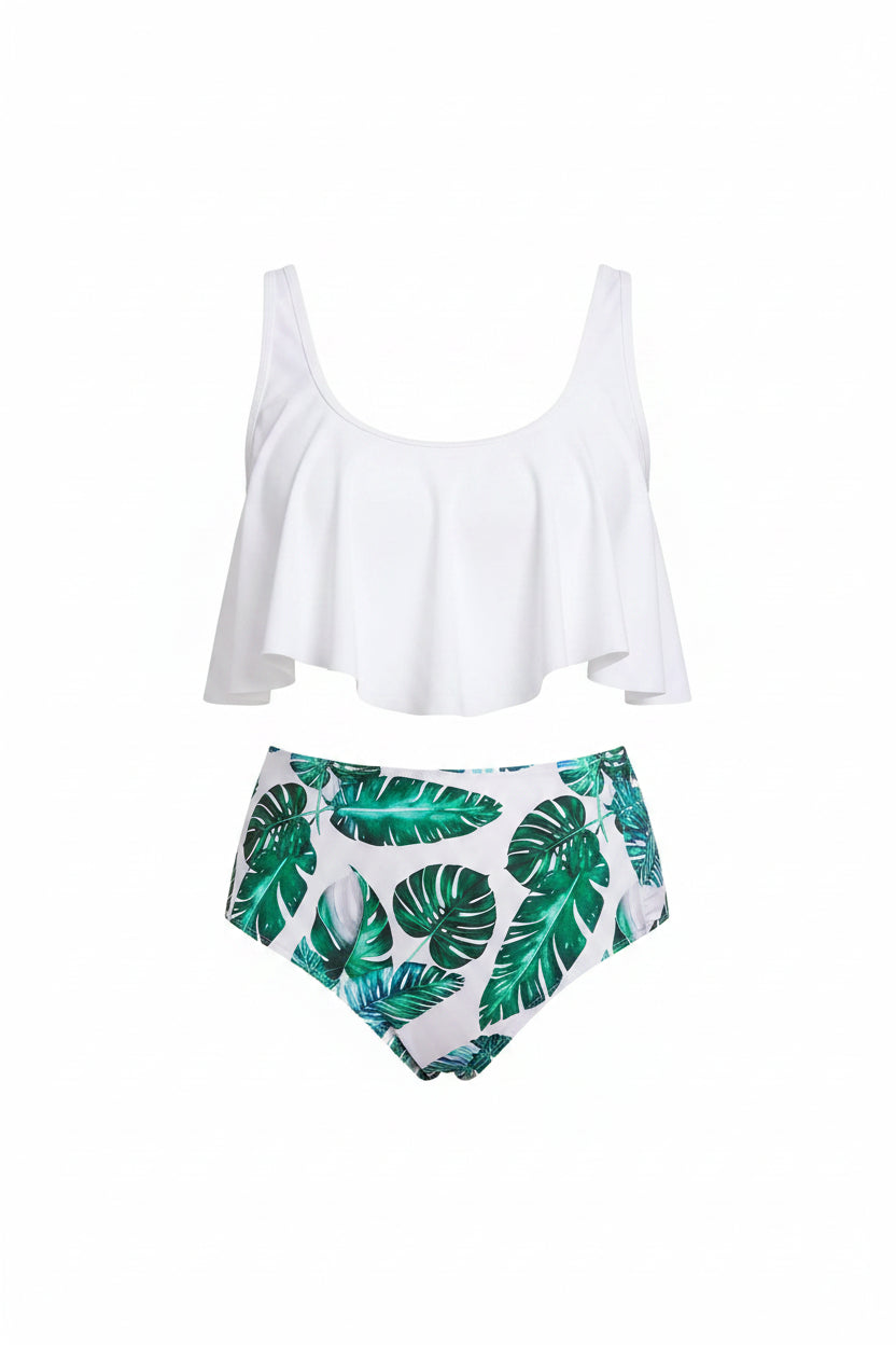 High Waist Ruffle Bikini Set | Plus Size Push-Up Swimsuit for Women (0XL–4XL)