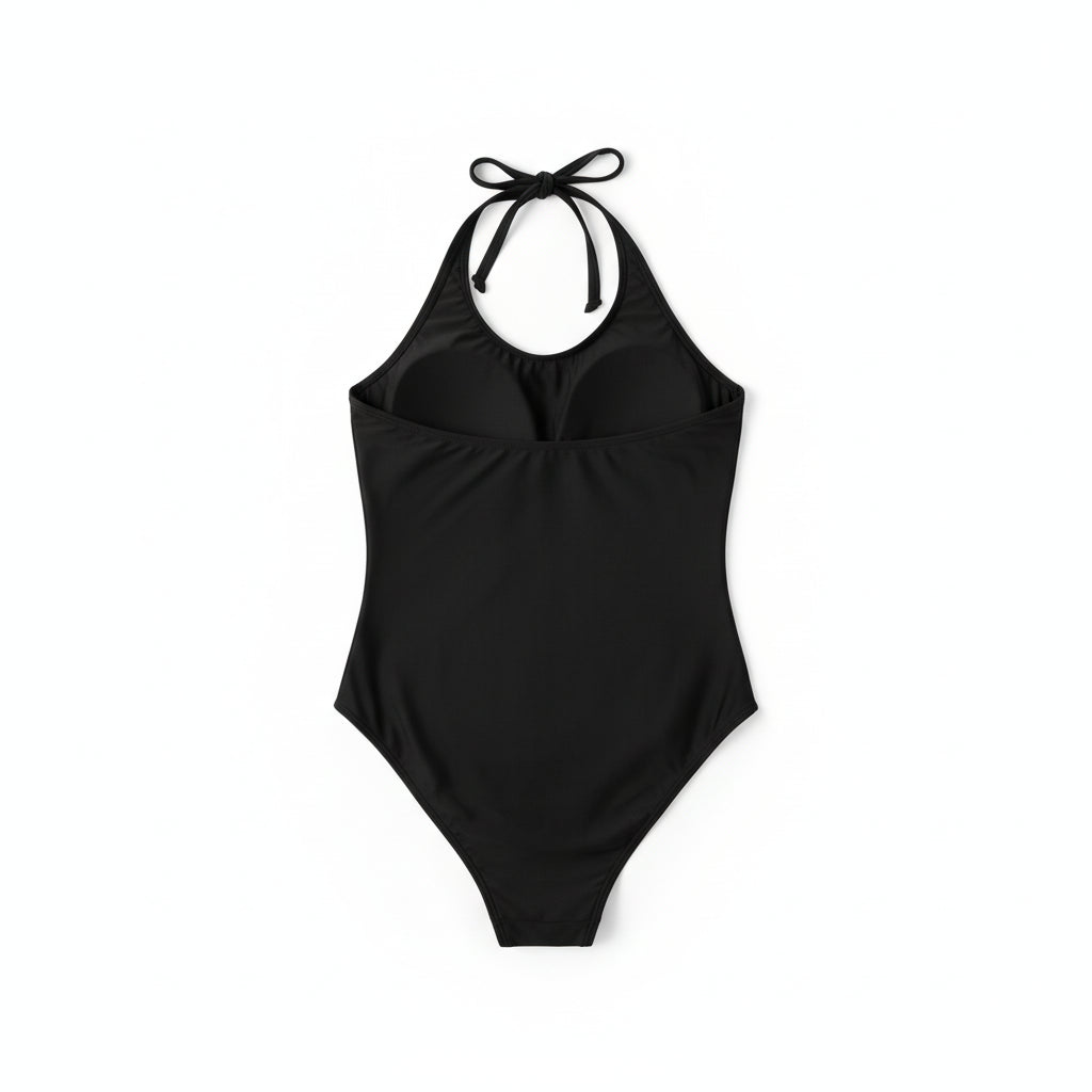 Tropical Bloom Plus Size One-Piece Halter Swimsuit