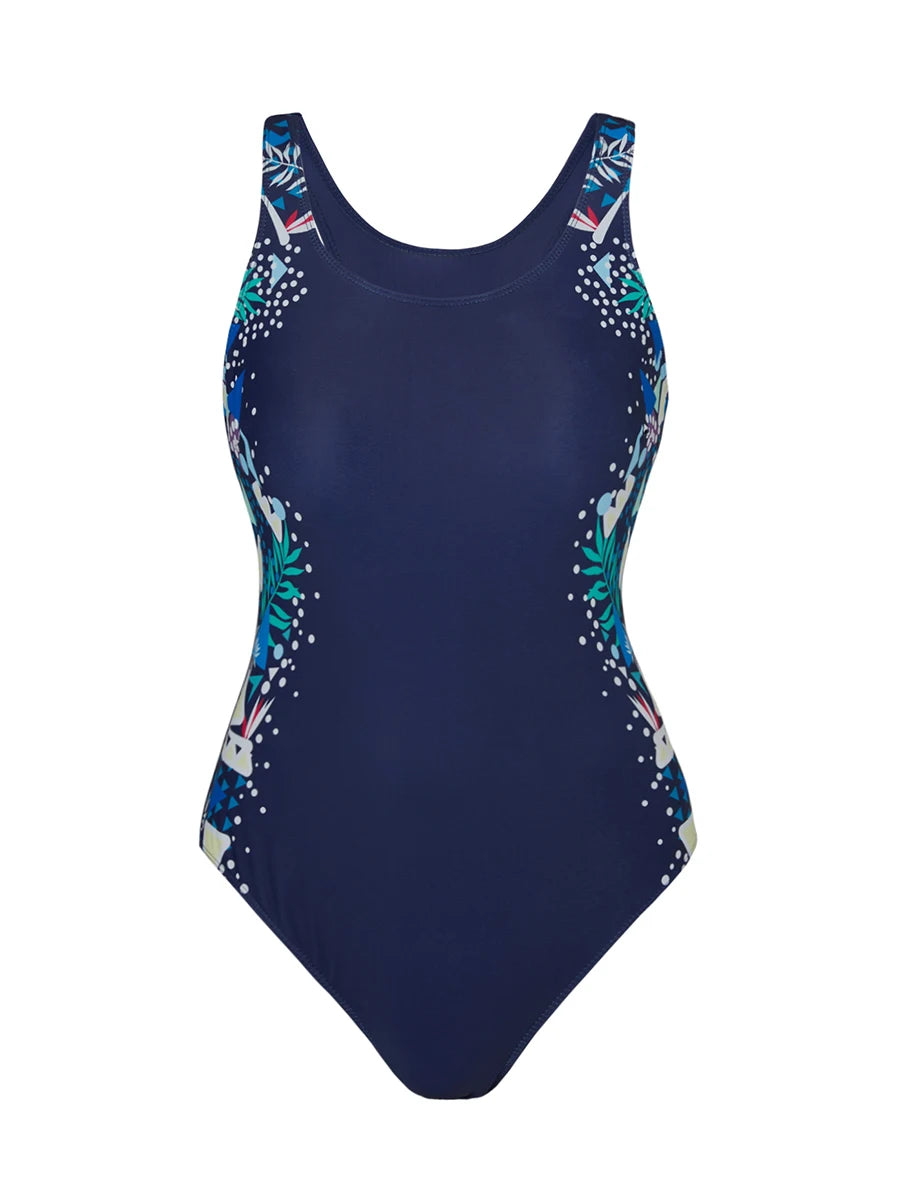 Azure Tropical One-Piece Swimsuit | Plus Size Curve-Flattering Bodysuit
